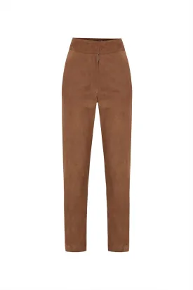 Alma Women's Straight-Leg Suede Leather Trousers