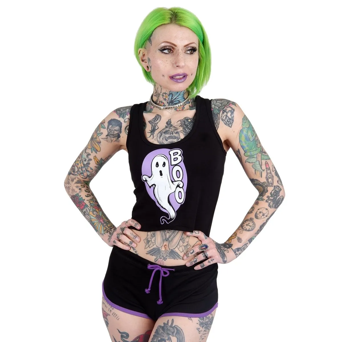 Boo! Spooky Ghost Cropped Tank Top