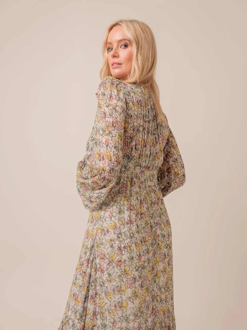 By Timo Georgette Button Down Gown in Vintage Floral