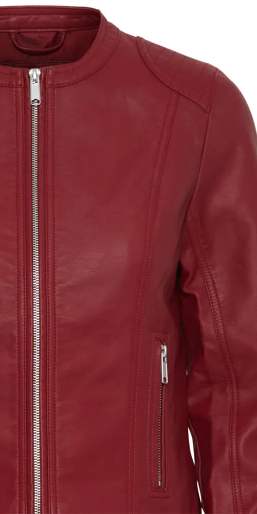 B.Young Faux Leather Jacket, cranberry