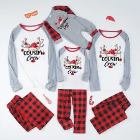 Cousin Crew Christmas red plaid cartoon print matching pajamas