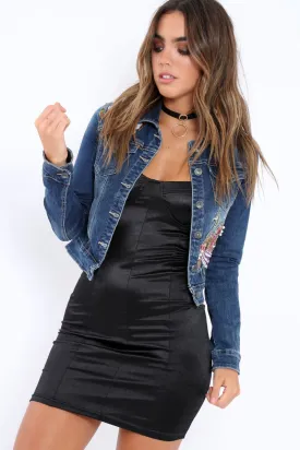 Denim Embroidered and Beaded Jacket - Brittni