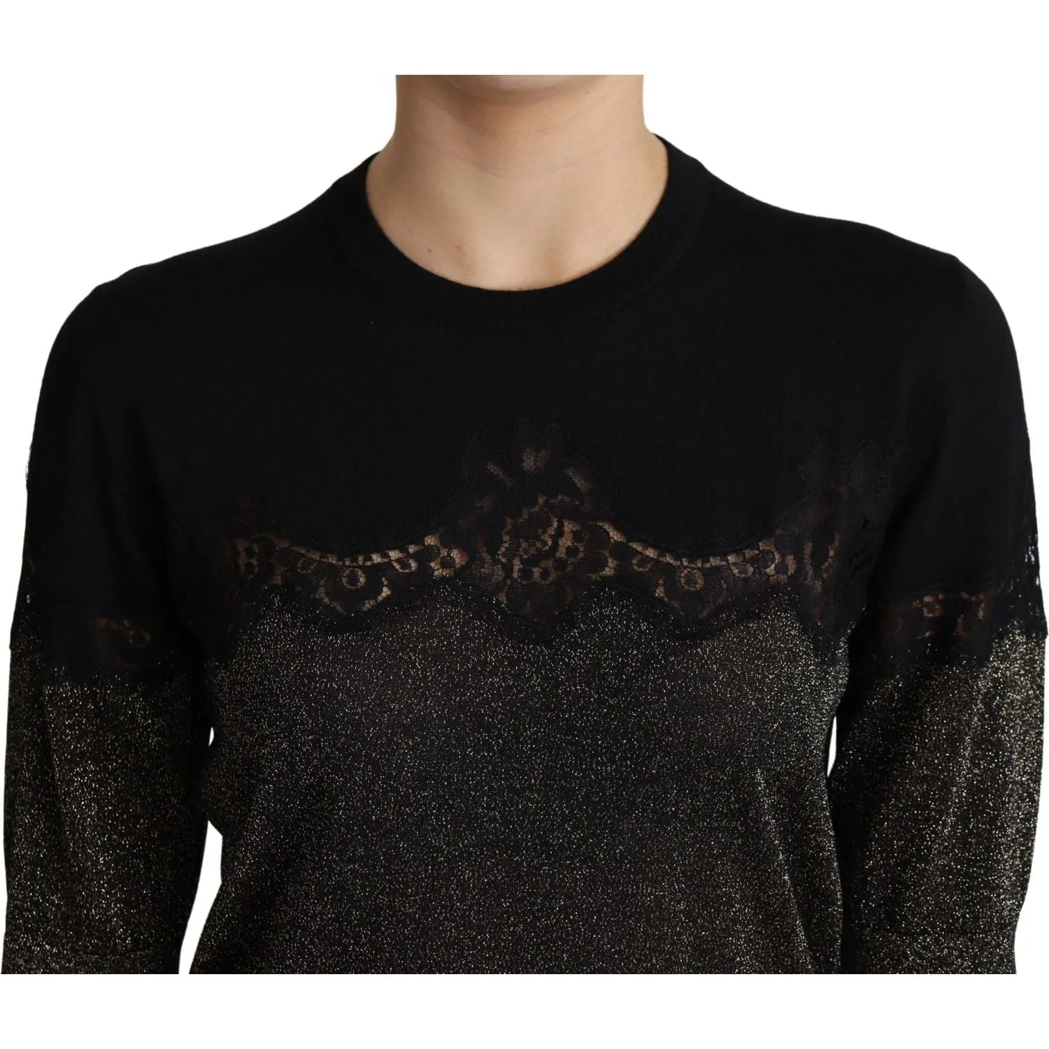 Dolce & Gabbana Elegant Lurex Threaded Jersey Lace Blouse