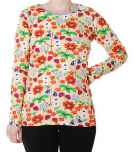 DUNS Long Sleeved T-shirt Adult - Summer Flowers Apricot