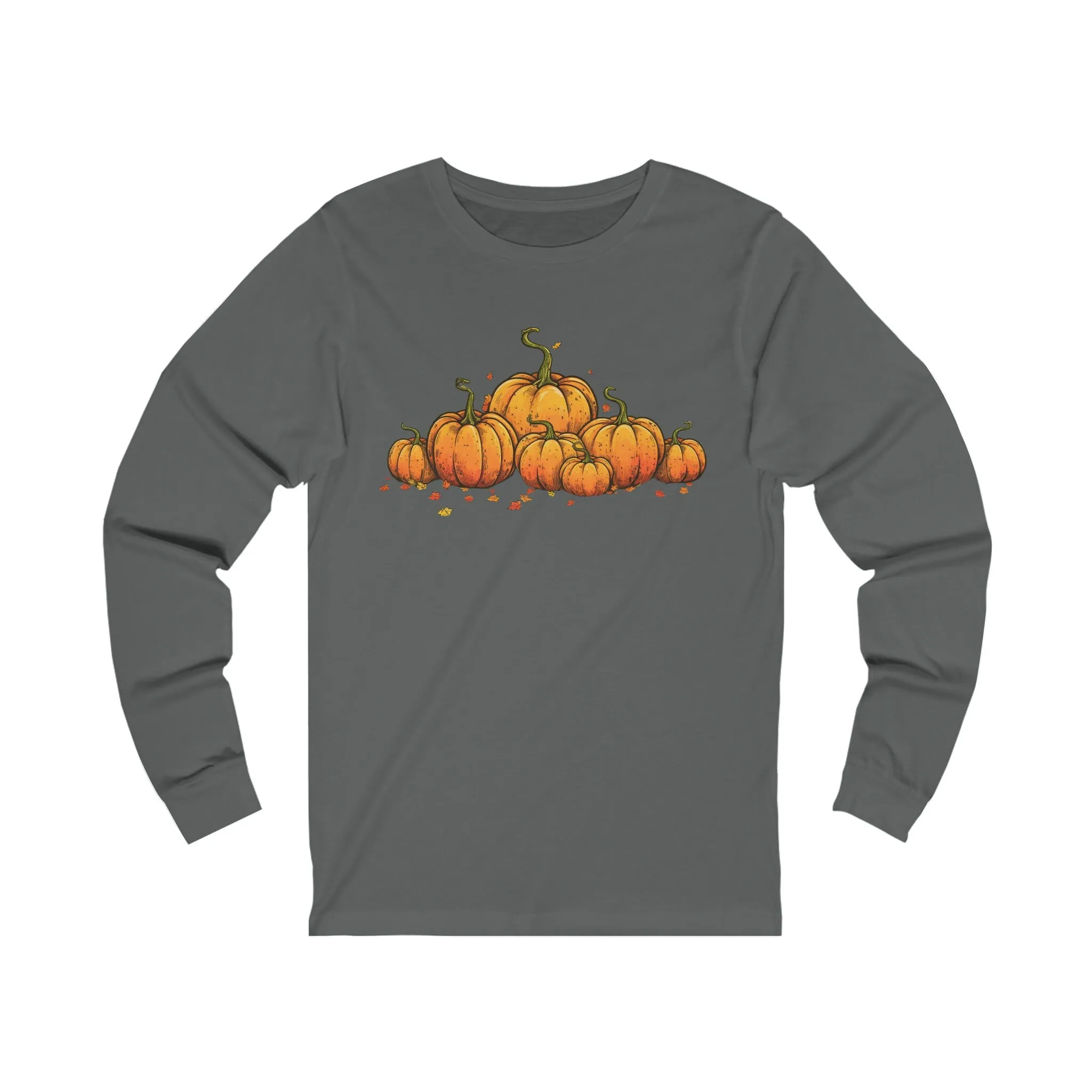 Fall Long-Sleeved T-Shirt with Vintage Pumpkins Graphic - Cozy Autumn Fashion!