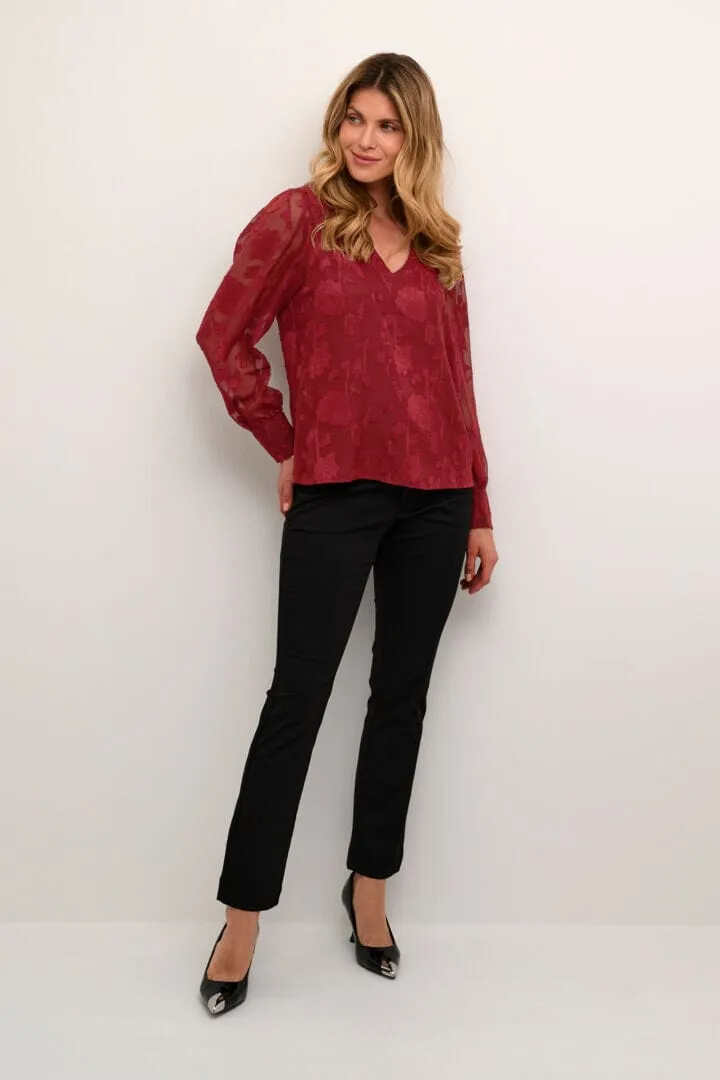 FLORAL LACE RED LINED BLOUSE