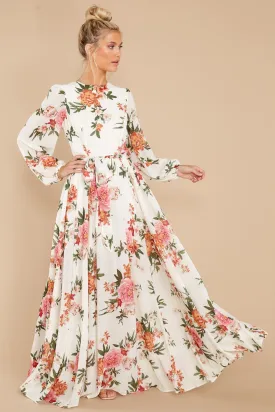 Flowers That Be Cream Floral Print Maxi Dress