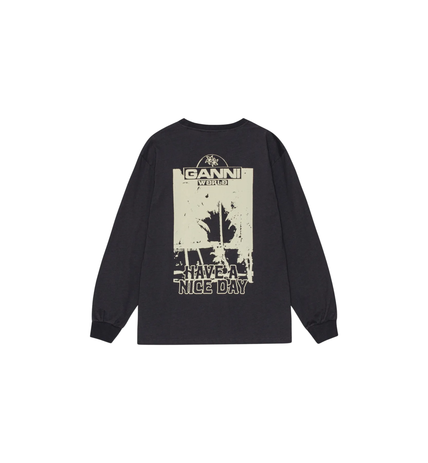 GANNI Black Future Palm Long Sleeve T-shirt