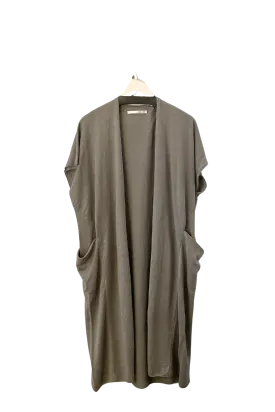 Linen Robe Vest in Phantom Gray