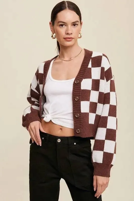 Listicle cropped cardigan sweater