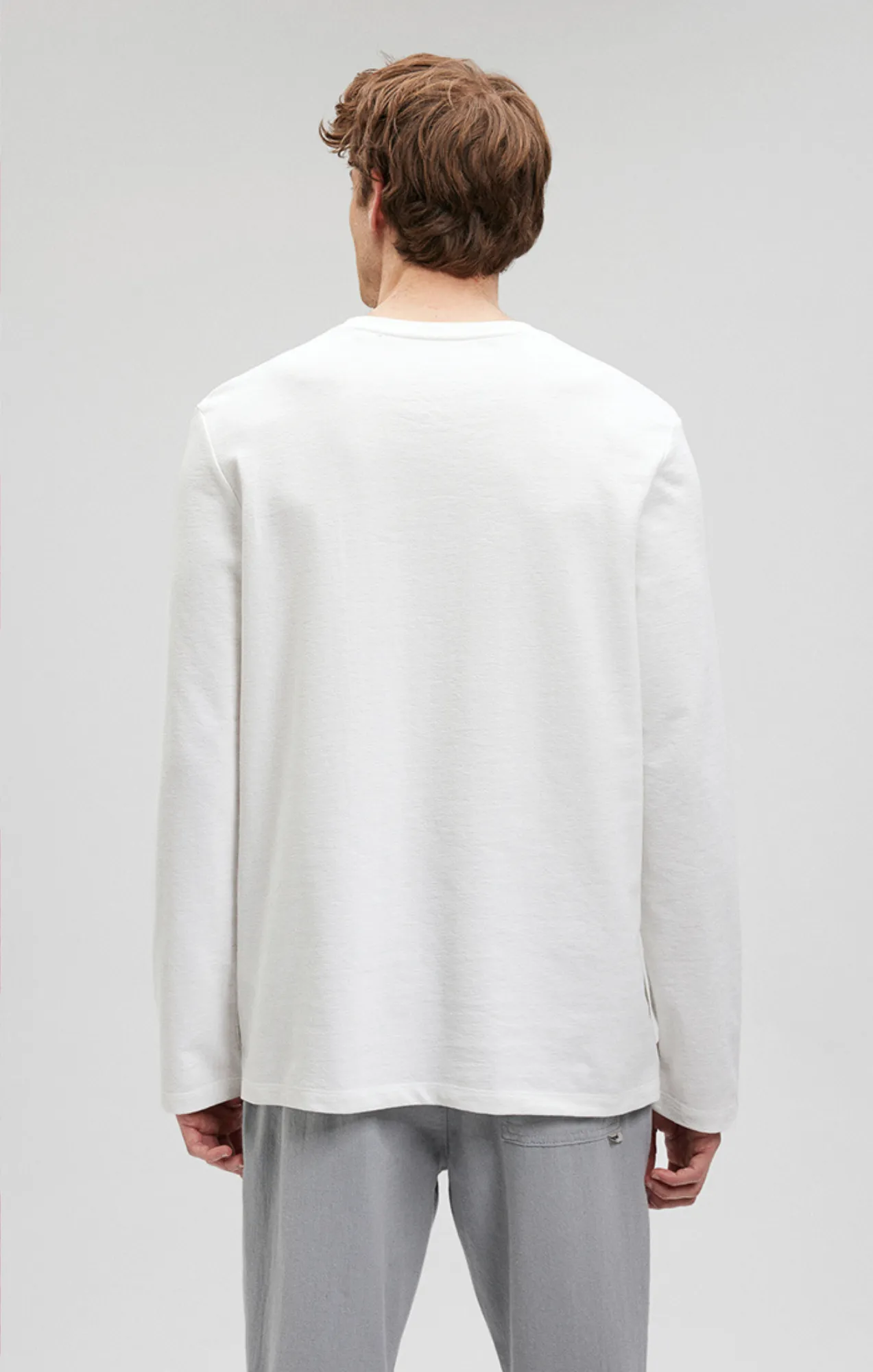 LONG SLEEVE CREW NECK T-SHIRT IN ANTIQUE WHITE