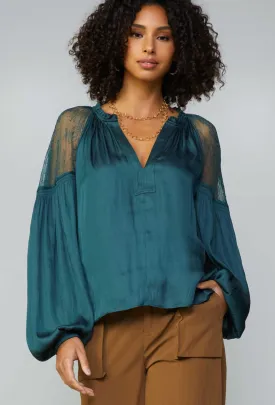 Long Sleeve Ruffle Neck Blouse