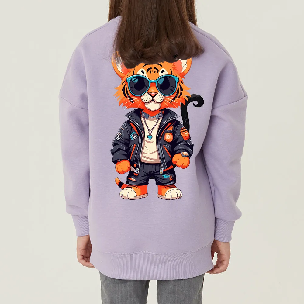 Made in Korea Fabric (for men and women) Hip Tiger Special Fleece-Lined Kids Sweatshirt