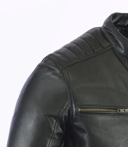 Mens Fashion Real Leather lambskin Leather Biker Style Motorcycle Jacket