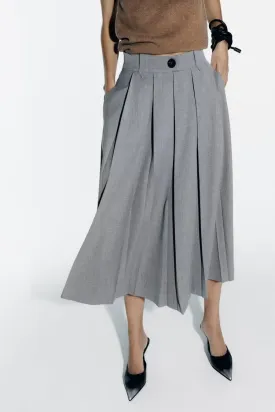 Mid Length Pleated Skirt