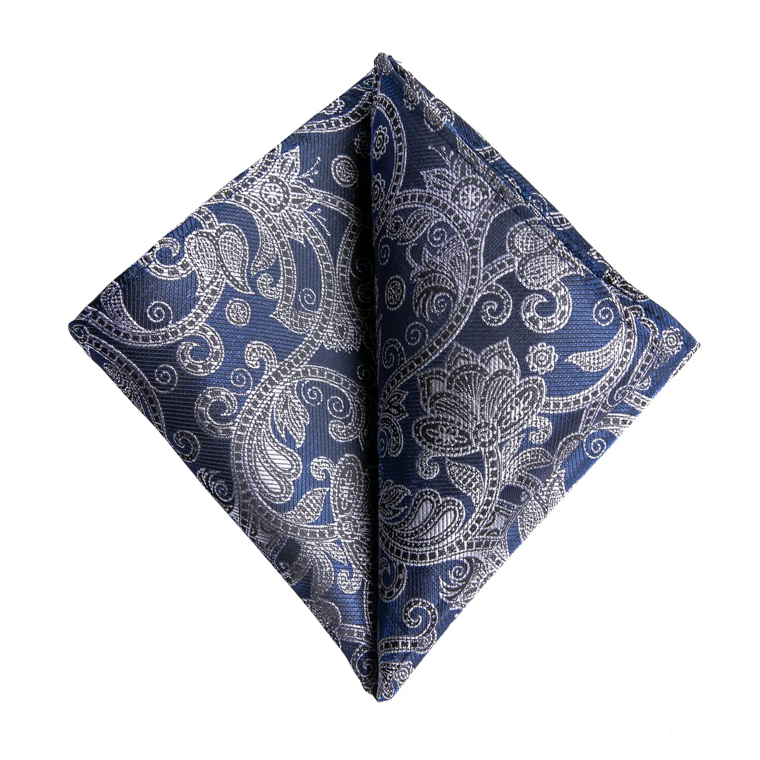 Novelty Blue Grey floral Tie Handkerchief Cufflinks Set