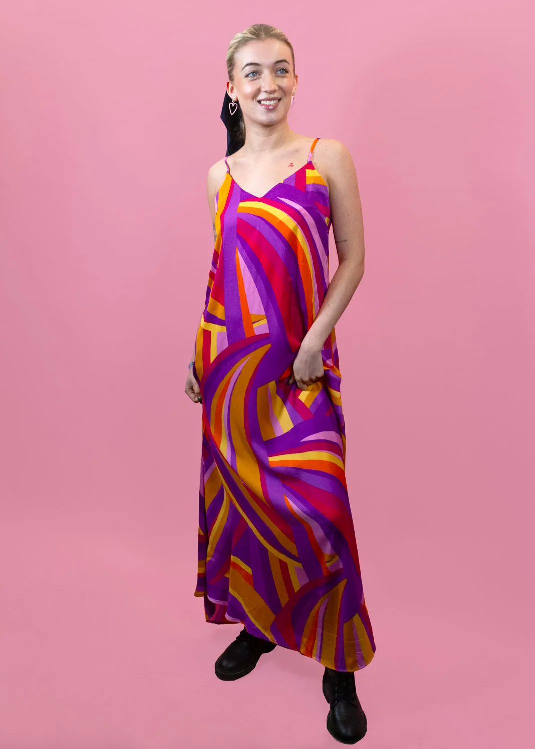 Only - Pink & Purple Bright Stripe Maxi Dress