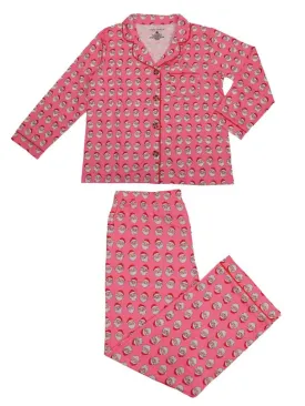 Pink Santa Button-Up Pajama Set by Simply Southern