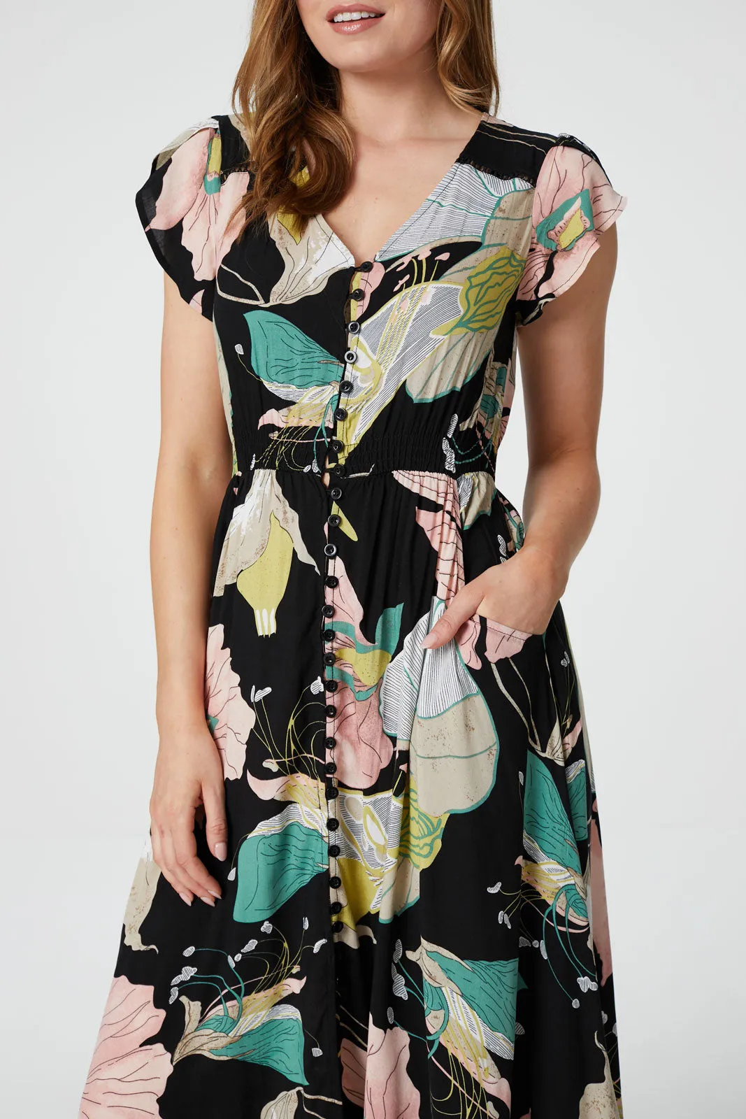 Short Sleeve Floral Maxi Dress