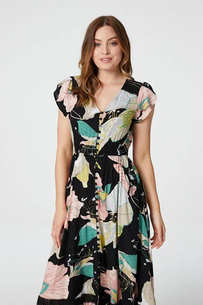 Short Sleeve Floral Maxi Dress