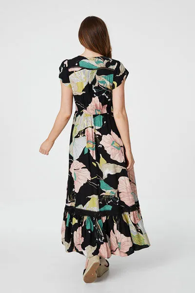 Short Sleeve Floral Maxi Dress