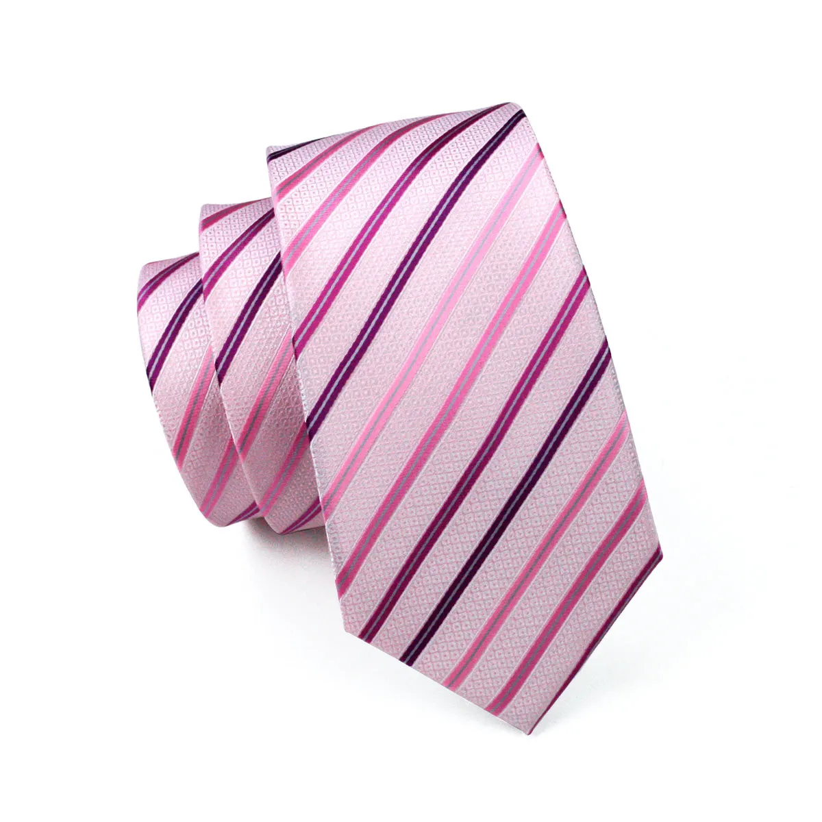 Sweety Pink Striped Tie Hanky Cufflinks Set