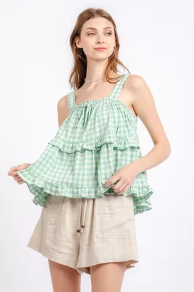 Taylor Plaid Ruffle Top