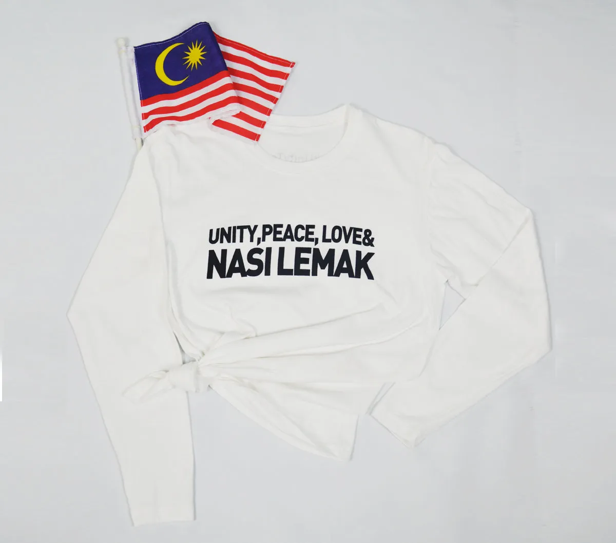 #Unity Tee - Unity, Peace, Love & Nasi Lemak - Long Sleeve TShirt - Unisex - White