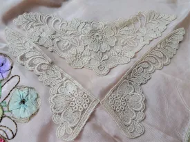 Vintage FRENCH Lace Appliques,Beautiful Netted Lace With Floral Pattern,Dolls,Bridal Clothing Heirloom Sewing,Collectible Vintage Lace,