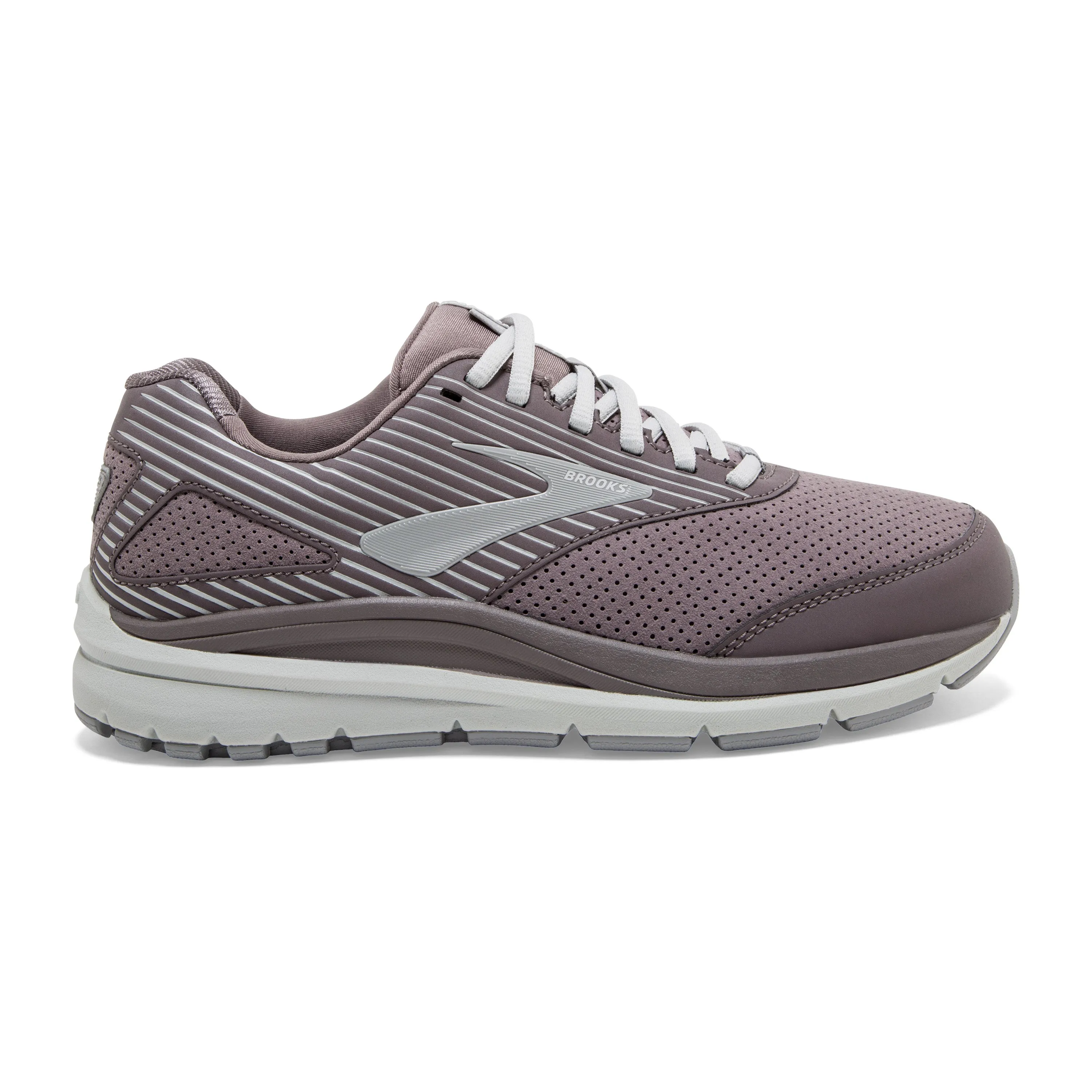 Women's Brooks Addiction Walker Suede Color: Shark/Alloy/Oyster (WIDE WIDTH)