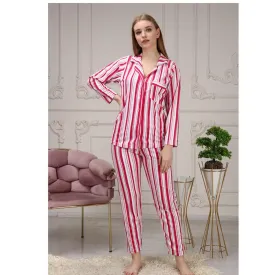 Women's Striped Masculine Collar Pajamas Set